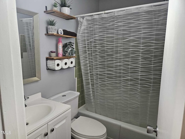 118 Lynn Rd, Durham, NC 27703 - full bathroom with vanity, toilet, and shower / bath combo with shower curtain