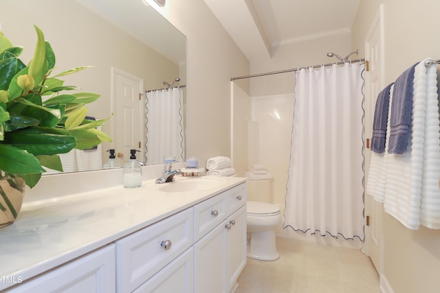 128 Olde Manor Ct, Siler City, NC 27344 - bathroom featuring vanity, toilet, and ornamental molding