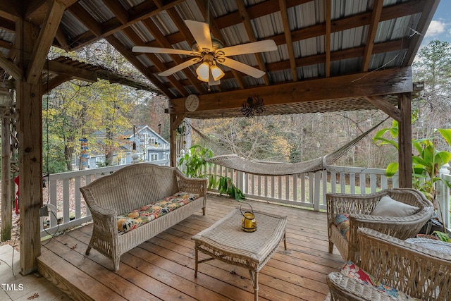 103 Pony Express Cv, Louisburg, NC 27549 - wooden terrace with ceiling fan