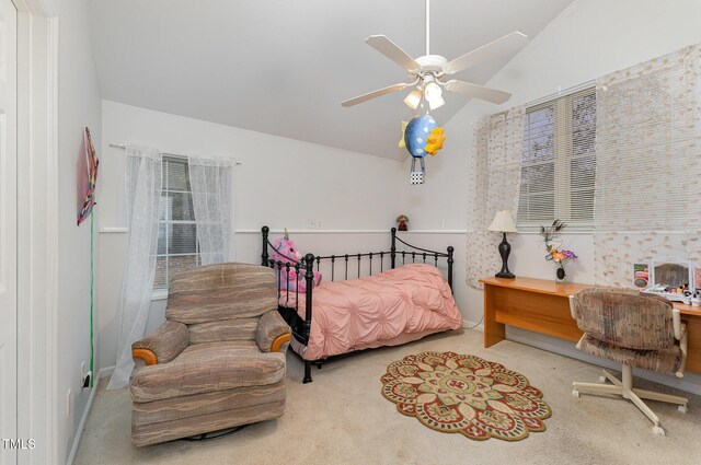 103 Pony Express Cv, Louisburg, NC 27549 - carpeted bedroom with vaulted ceiling and a ceiling fan
