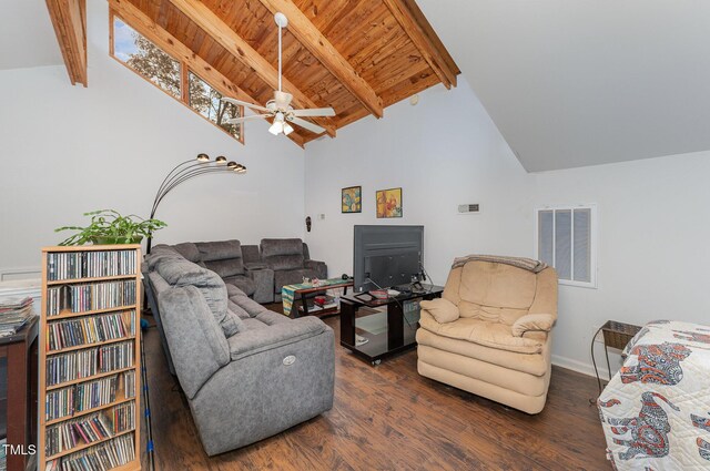 103 Pony Express Cv, Louisburg, NC 27549 - living room featuring wood finished floors, wooden ceiling, a ceiling fan, and baseboards