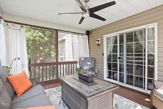 947 Middle Ground Ave, Rolesville, NC 27571 - sunroom featuring ceiling fan