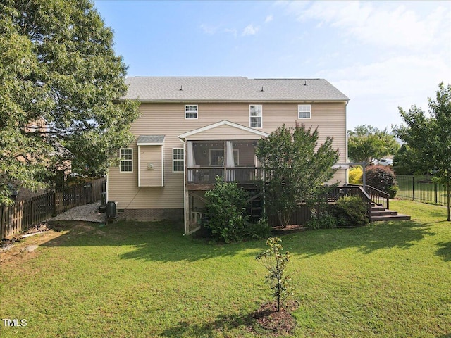 947 Middle Ground Ave, Rolesville, NC 27571 - back of house featuring a wooden deck and a sunroom