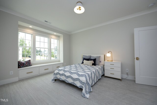 7736 Roberts Rd, Apex, NC 27523 - bedroom featuring light colored carpet, crown molding, and baseboards