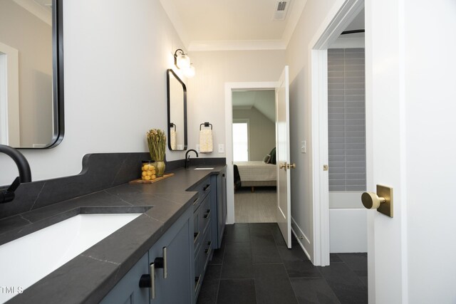 7736 Roberts Rd, Apex, NC 27523 - bathroom with double vanity, tile patterned floors, and connected bathroom