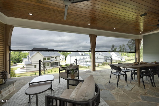 7736 Roberts Rd, Apex, NC 27523 - view of patio / terrace with a residential view, outdoor dining space, and outdoor lounge area