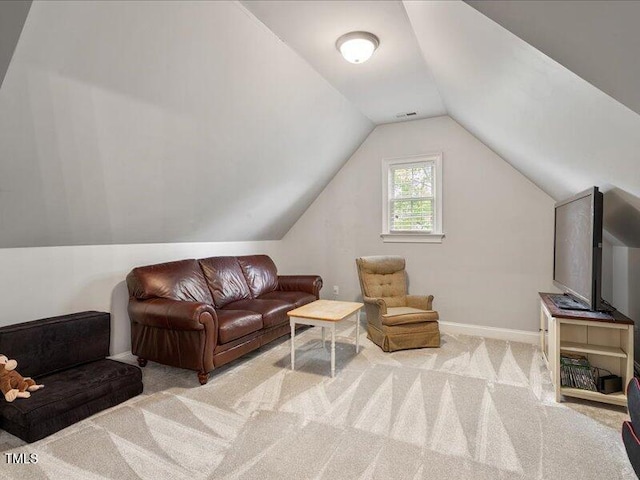 2207 Cameron Pond Dr, Cary, NC 27519 - living room with carpet, lofted ceiling, and baseboards