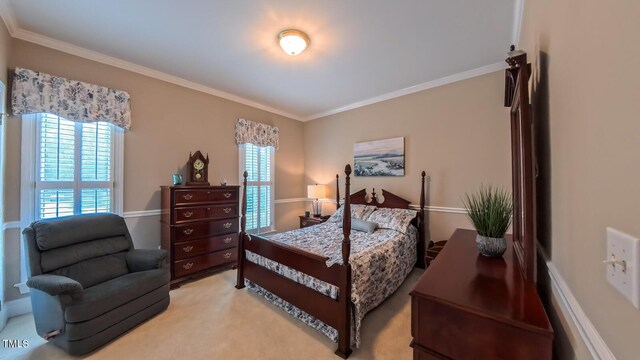 119 Georgetowne Dr, Elon, NC 27244 - bedroom featuring crown molding and light colored carpet