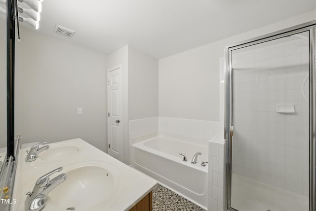 8621 Neuse Club Ln Unit 106, Raleigh, NC 27616 - full bathroom with a garden tub, a stall shower, and double vanity