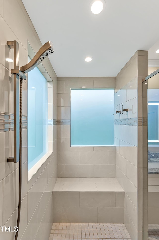 14 Marigold Pl, Durham, NC 27705 - full bath with a tile shower and recessed lighting