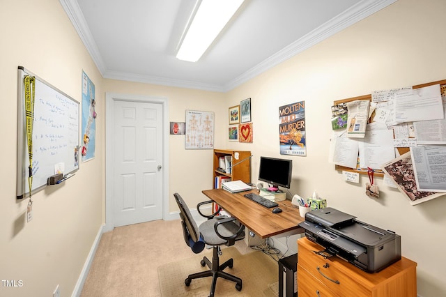 14 Marigold Pl, Durham, NC 27705 - office space featuring ornamental molding, light colored carpet, and baseboards