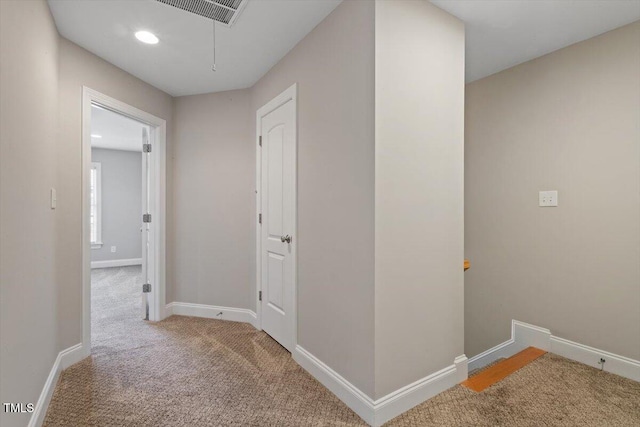 2822 Pickett Rd Unit 132, Durham, NC 27705 - corridor with attic access, carpet floors, baseboards, and recessed lighting