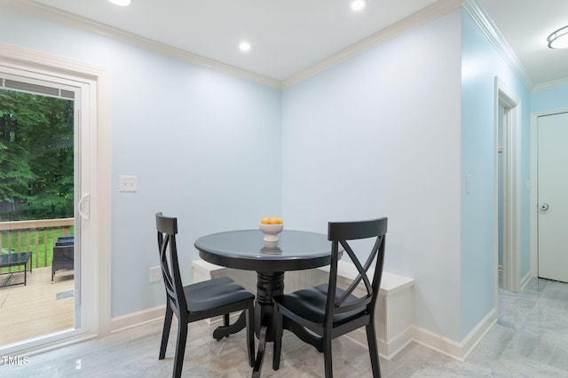 6617 Whitted Rd, Fuquay Varina, NC 27526 - dining room with ornamental molding, baseboards, healthy amount of natural light, and recessed lighting