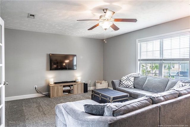 191 Trenton Pl, Cameron, NC 28326 - carpeted living area featuring baseboards and a ceiling fan
