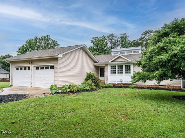 8204 Charlbert Ct, Apex, NC 27539 - view of front of house with concrete driveway, roof with shingles, a front lawn, and an attached garage