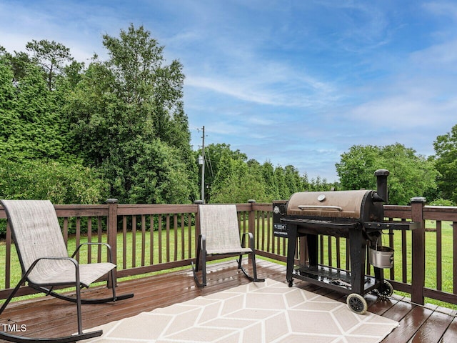 8204 Charlbert Ct, Apex, NC 27539 - wooden deck with a grill and a yard