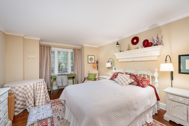 6035 Sentinel Dr, Raleigh, NC 27609 - bedroom with ornamental molding, wood finished floors, and baseboards