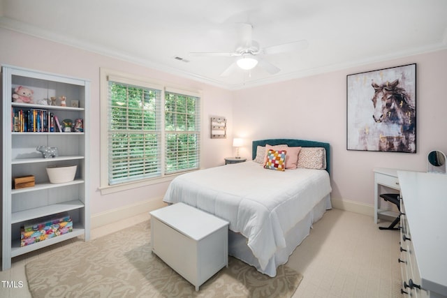 3748 Westbury Lake Dr, Raleigh, NC 27603 - bedroom featuring ornamental molding and a ceiling fan