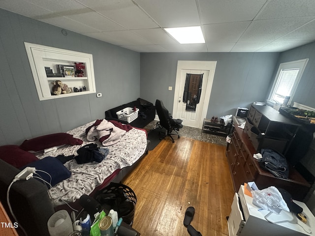 2511 Chapel Hill Rd, Durham, NC 27707 - bedroom with a drop ceiling and hardwood / wood-style floors