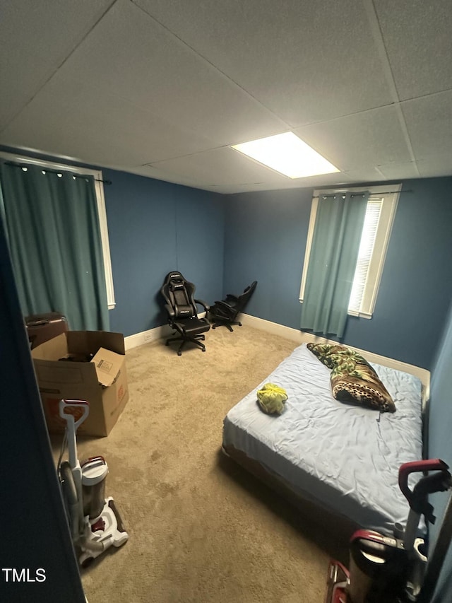 2511 Chapel Hill Rd, Durham, NC 27707 - bedroom with carpet flooring, baseboards, and a drop ceiling