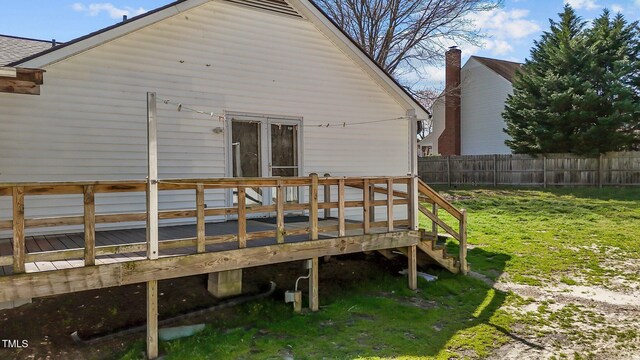 5437 Grasshopper Rd, Raleigh, NC 27610 - rear view of property featuring a wooden deck