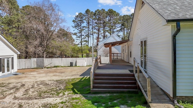5437 Grasshopper Rd, Raleigh, NC 27610 - view of yard featuring french doors