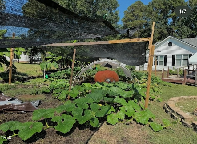 5437 Grasshopper Rd, Raleigh, NC 27610 - view of yard with a wooden deck