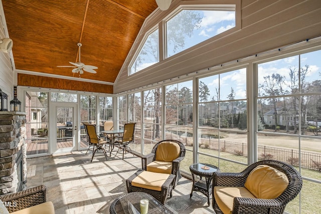 498 Mountain Laurel, Chapel Hill, NC 27517 - sunroom with a ceiling fan and vaulted ceiling