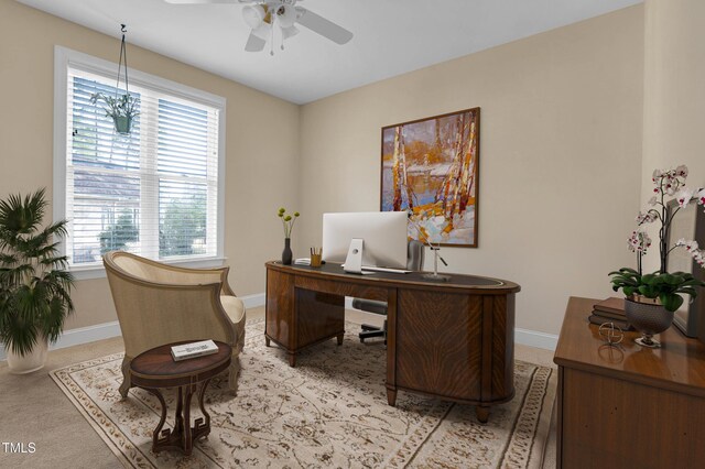 498 Mountain Laurel, Chapel Hill, NC 27517 - home office featuring baseboards and a ceiling fan