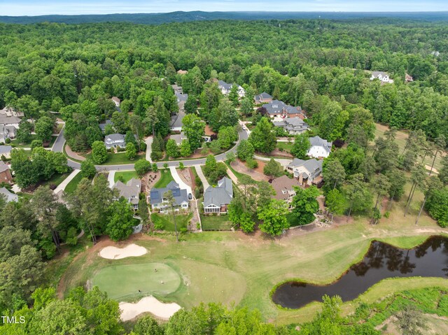 498 Mountain Laurel, Chapel Hill, NC 27517 - aerial perspective of suburban area with a forest, a nearby body of water, and a golf club