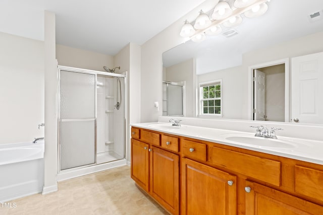 1405 Merrilow Ct, Wake Forest, NC 27587 - full bath featuring a shower stall, double vanity, and a garden tub