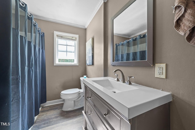 282 Cooke Rd, Louisburg, NC 27549 - bathroom featuring ornamental molding, vanity, toilet, and wood finished floors