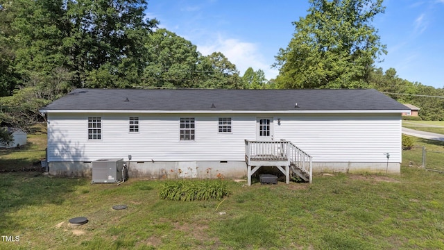 282 Cooke Rd, Louisburg, NC 27549 - rear view of house featuring crawl space and central AC unit