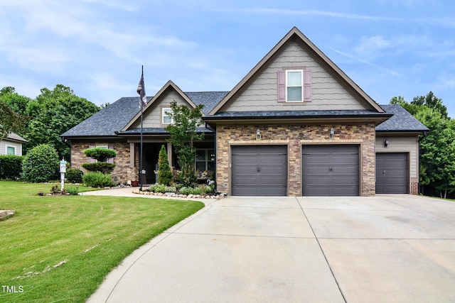 67 Marshlane Way, Clayton, NC 27527 - view of front of house with driveway, a front yard, roof with shingles, and a garage