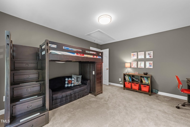 10579 Evergreen Spring Pl, Raleigh, NC 27614 - carpeted bedroom with baseboards and attic access
