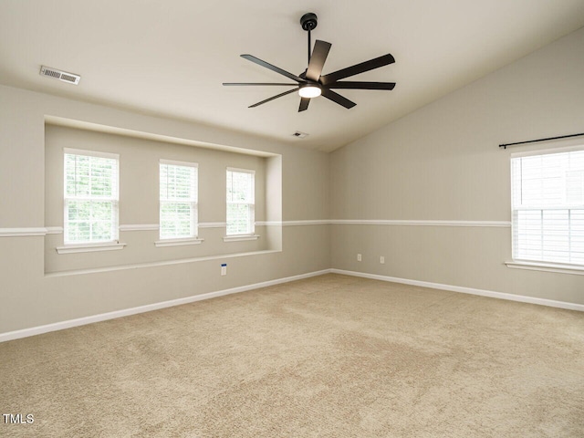 1833 Creek Oak Cir, Fuquay Varina, NC 27526 - unfurnished room with ceiling fan, lofted ceiling, carpet flooring, and baseboards