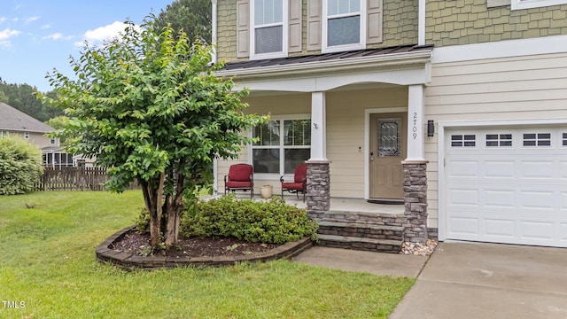 2709 Banks Lake Ct, Fuquay Varina, NC 27526 - entrance to property with a porch, a standing seam roof, and metal roof