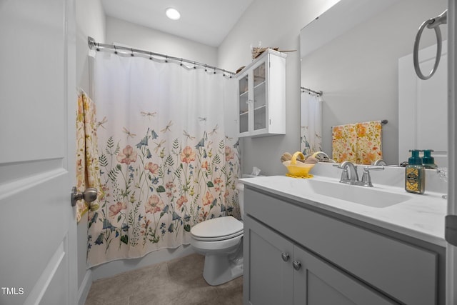 461 Cedar Pond Ct, Knightdale, NC 27545 - full bathroom featuring vanity, toilet, shower / tub combo with curtain, and tile patterned floors