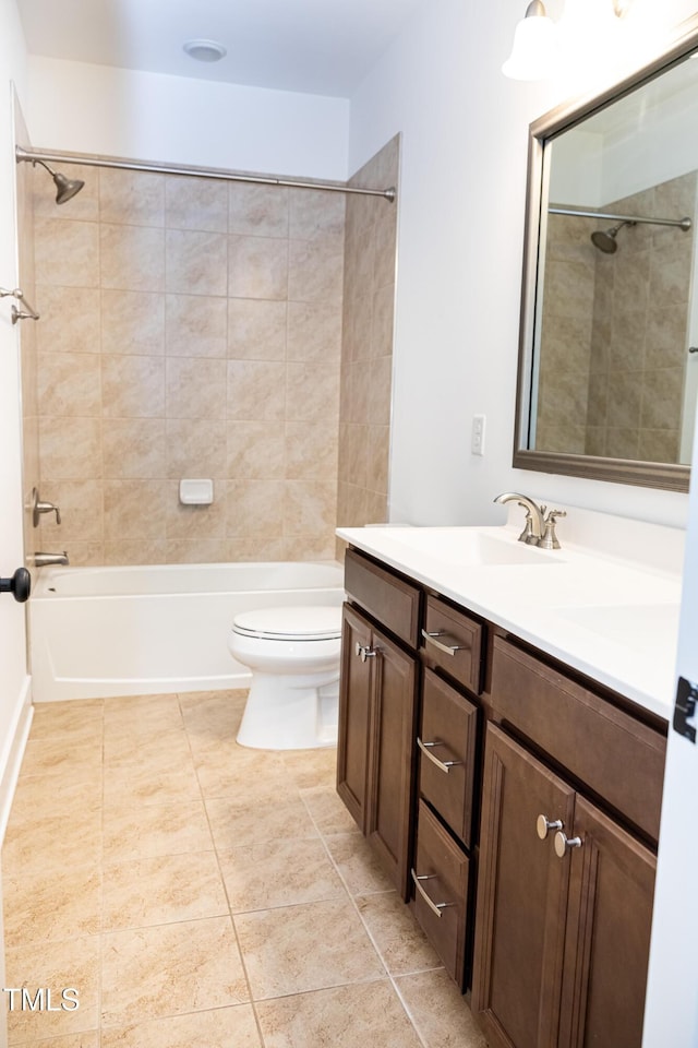 1950 Menet St, Apex, NC 27502 - full bath featuring toilet, double vanity, shower / tub combination, and tile patterned floors