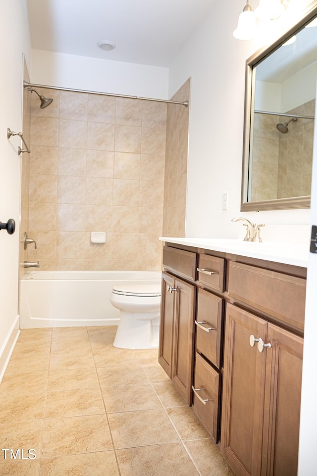 1950 Menet St, Apex, NC 27502 - bathroom with vanity, washtub / shower combination, toilet, and tile patterned flooring