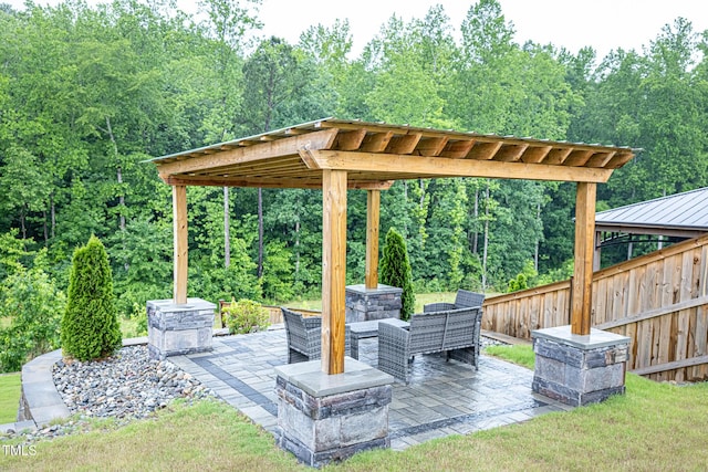 1950 Menet St, Apex, NC 27502 - view of patio with a view of trees and outdoor lounge area