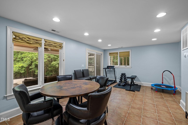 1501 Chatsworth Ln, Raleigh, NC 27614 - dining area featuring recessed lighting, baseboards, and light tile patterned flooring