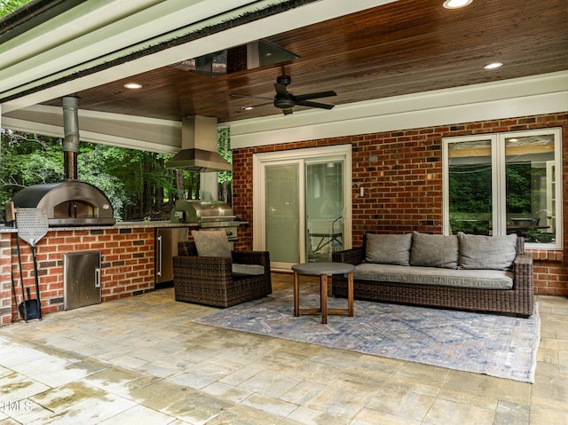 1501 Chatsworth Ln, Raleigh, NC 27614 - view of patio with an outdoor living space and a ceiling fan