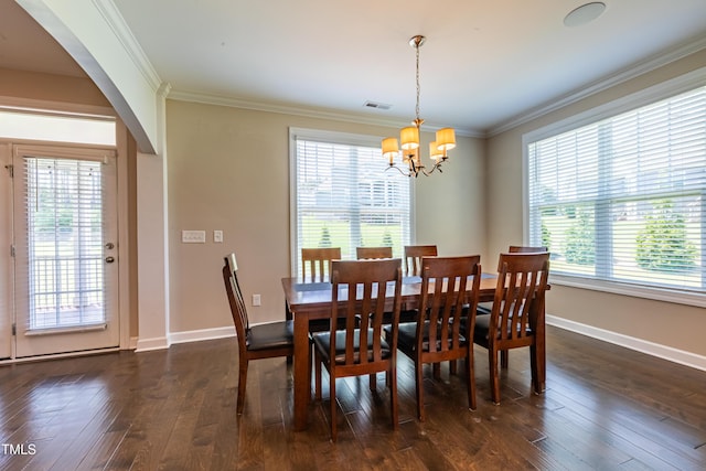 367 Tayside St, Clayton, NC 27520 - dining space with plenty of natural light, ornamental molding, a chandelier, arched walkways, and baseboards