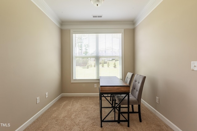 367 Tayside St, Clayton, NC 27520 - dining room featuring ornamental molding, light colored carpet, and baseboards