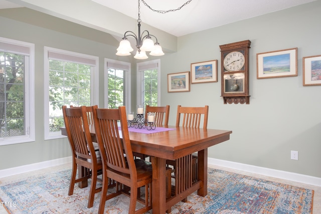 1113 Pilton Pl, Raleigh, NC 27604 - dining area with a chandelier and baseboards