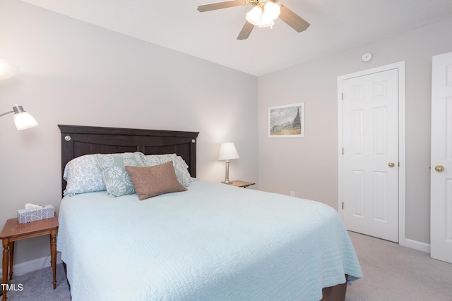 1113 Pilton Pl, Raleigh, NC 27604 - bedroom with light colored carpet, baseboards, and a ceiling fan