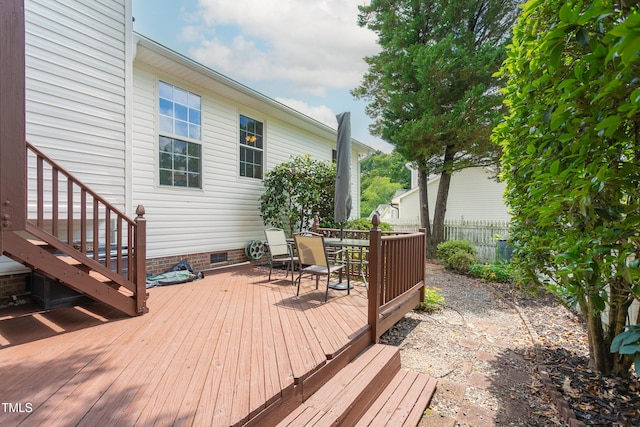 1113 Pilton Pl, Raleigh, NC 27604 - wooden terrace with outdoor dining space