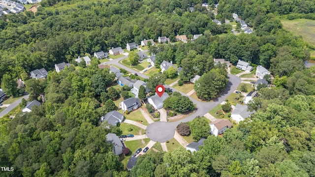 1113 Pilton Pl, Raleigh, NC 27604 - aerial overview of property's location with a heavily wooded area and nearby suburban area