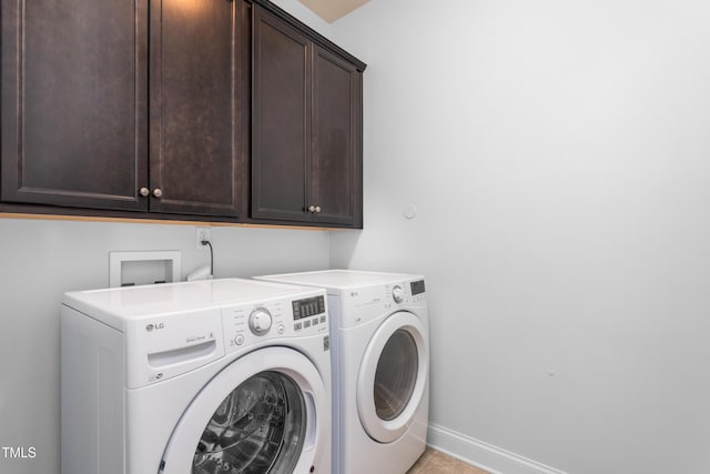 4110 Argyle Trl, Burlington, NC 27215 - laundry area with cabinet space, washing machine and dryer, and baseboards